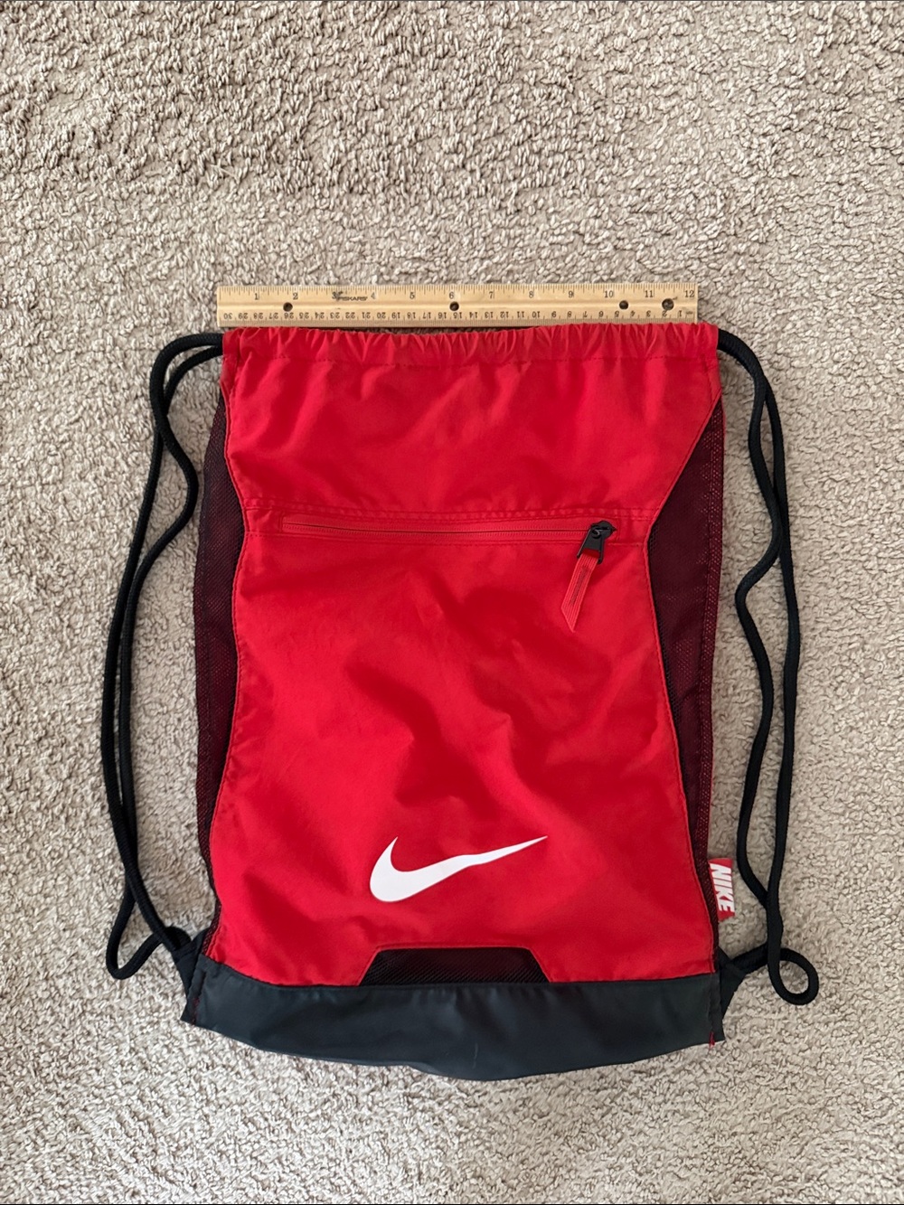 Nike Red Drawstring Sports Sack with White Swoosh